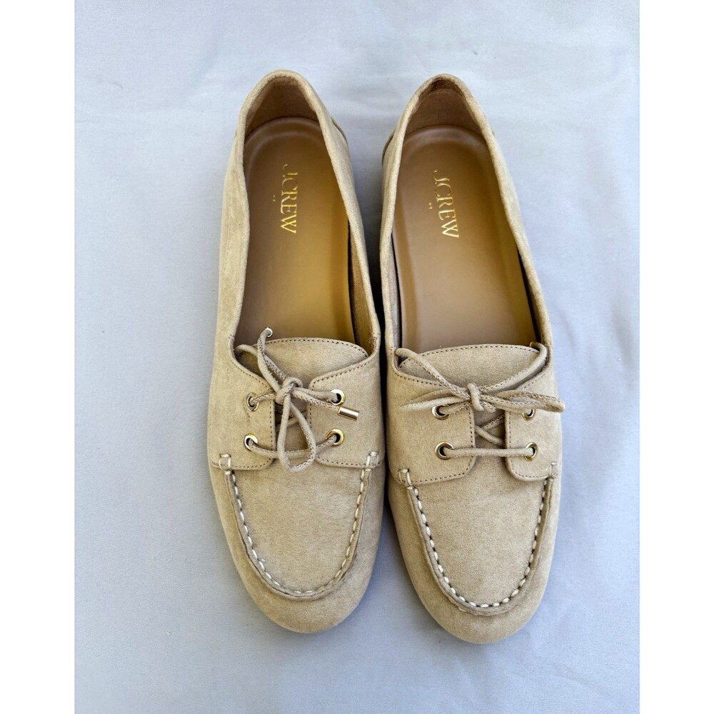 J.CREW Womens Beige Solid Lace-Up Loafer Flats Round Toe Size 9